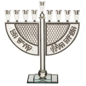 חנוכייה קריסטל מהודרת עם פלקטה 54 ס"מ