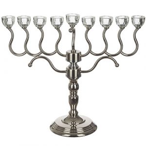 [[ חנוכיית מתכת "יהלום" עם ראשי קריסטל 41 ס"מ