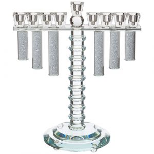חנוכייה קריסטל מהודרת עם אבנים 31x28 ס"מ