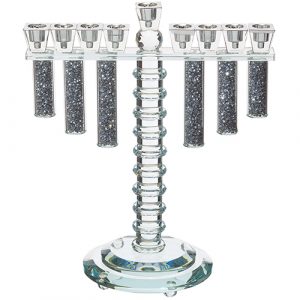 [[ חנוכייה קריסטל מהודרת עם אבנים 31x28 ס"מ