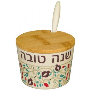 כלי לדבש "במבוק טבעי" "שנה טובה" - 6.5 ס"מ