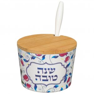 כלי לדבש "במבוק טבעי" "שנה טובה" - 6.5 ס"מ