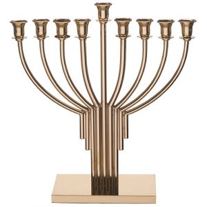 [[ חנוכיית מתכת מהודרת ציפוי רוז גולד 36 ס"מ