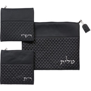 סט טלית תפילין רש"י-תם דמוי עור 34*40 ס"מ