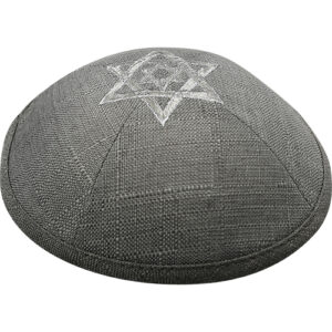כיפה פשתן עם רקמה 19 ס"מ