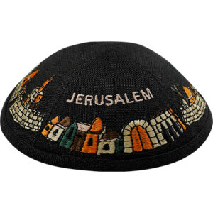 כיפה פשתן עם רקמה 19 ס"מ
