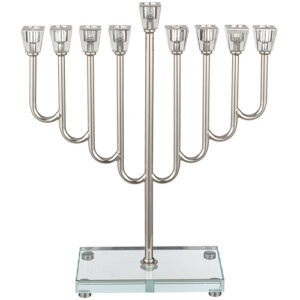 חנוכיית מתכת מהודרת ציפוי ניקל 36 ס"מ