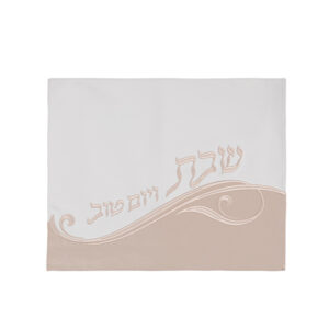 כיסוי חלה מהודר דמוי עור לבן עם ריקמה 42x52ס"מ