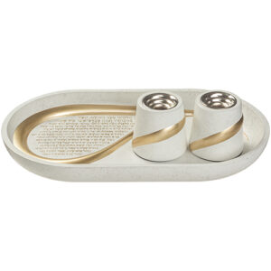 סט פוליריזן מגש להדלקת נרות וזוג פמוטים מהודרים