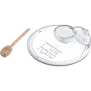 ימ צלחת זכוכית לדבש עם הדפסה 19 ס"מ