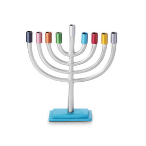 פריץ חנוכייה לנרות אלומיניום מהודרת עם קנים כסף נצנצ 19