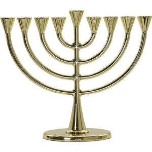 פריץ חנוכייה מתכת ציפוי זהב 19X23 ס"מ