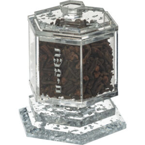 כלי לבשמים מאקריליק נצנצים כסף 8 ס"מ