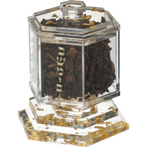 כלי לבשמים מאקריליק נצנצים זהב 8 ס"מ