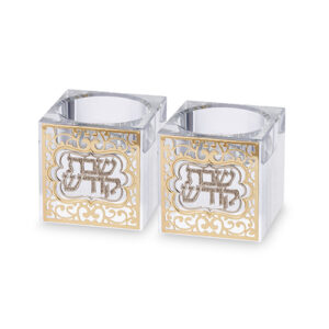 פמוטי קריסטל עם פלקטה 5סמ