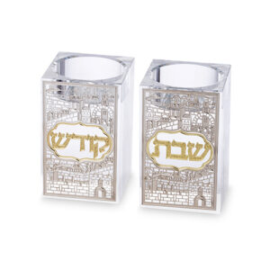 פמוטי קריסטל עם פלקטה 7.5סמ
