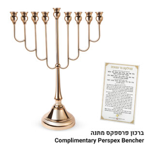 פריץ חנוכיה מתכת רוז גולד 64סמ