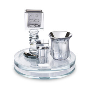 סט הבדלה מגש מסתובב קריסטל שקוף