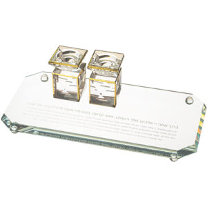 סט זוג פמוטי קריסטל עם מגש מהודר 9 ס"מ