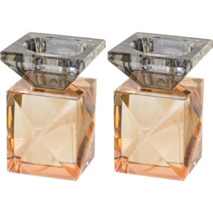 זוג פמוטי קריסטל מהודרים "יהלום" עם קנים 9 ס"מ