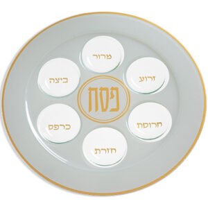 צלחת פסח מזכוכית עם הדפסה 35 ס"מ