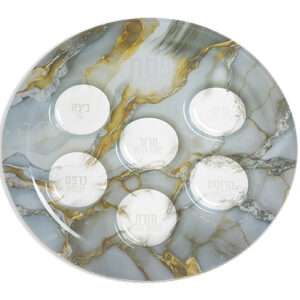 צלחת פסח זכוכית עם הדפסה 40 ס"מ