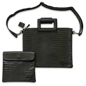 תיק טלית תפילין מהודר דמוי עור שחור עם ריקמה 39X31 ס"מ