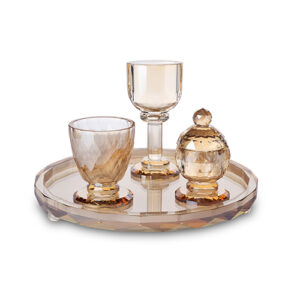 סט הבדלה מהודר מקריסטל עם מגש 25 ס"מ