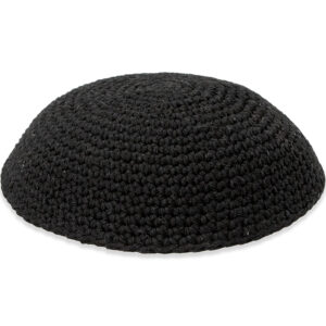 כיפה סרוגה 15 ס"מ שחור חלק - 12 יח