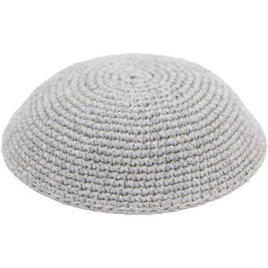 כיפה סרוגה 19 ס"מ אפור חלק - 12 יח