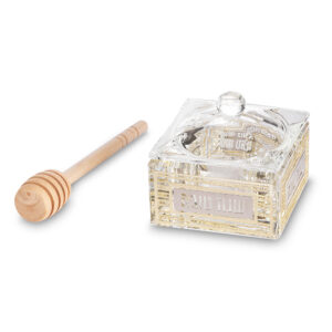 כלי מהודר לדבש מקריסטל עם פלקטה 6 ס"מ