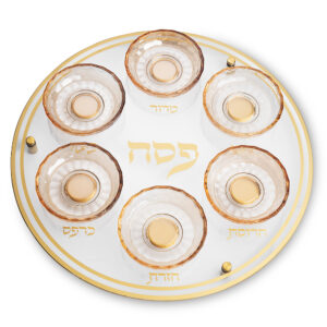 צלחת פסח מזכוכית וקריסטל מהודרת 40 ס"מ