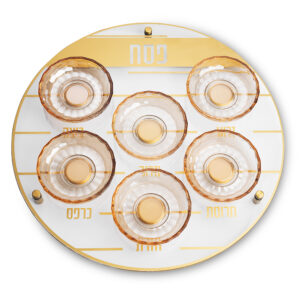 צלחת פסח מזכוכית וקריסטל מהודרת 40 ס"מ