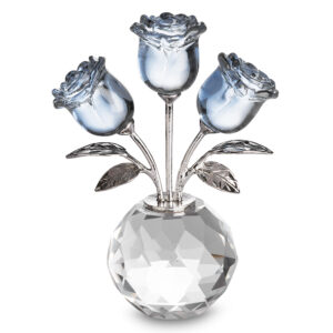 אגרטל קריסטל פרחים תכלת 11סמ