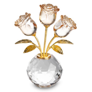 אגרטל קריסטל פרחים זהב 11סמ