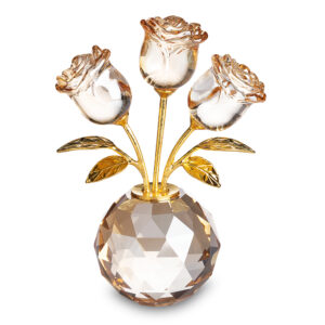 אגרטל קריסטל זר פרחים זהב 11סמ