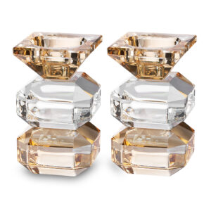 פמוטים קריסטל זהב ושקוף קוביות 12 ס"מ