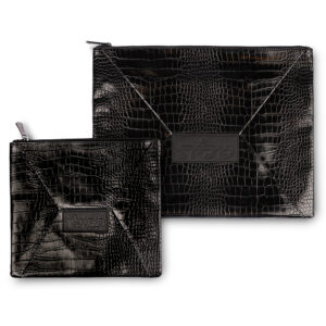 סט טלית תפילין דמוי עור שחור 36X29 ס"מ