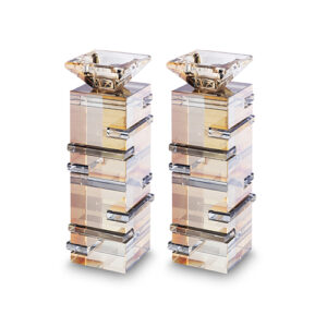 פמוטי קריסטל זהב שחור 20 סמ