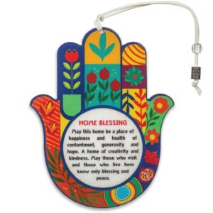 חמסה עץ אפוקסי ברכת הבית אנגלית גוון כחול 18.5