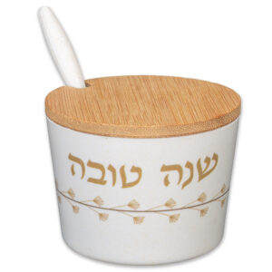 כלי לדבש "במבוק טבעי" "שנה טובה" 6.5 ס"מ