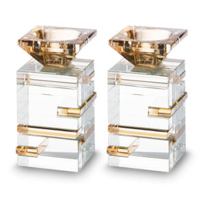 זוג פמוטי קריסטל שקוף זהב 14 סמ