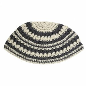 כיפה פריק 21 ס"מ סריגה עבה גווני אפור ובז