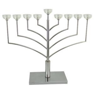 חנוכייה מתכת חבד עם קריסטל 55 ס"מ
