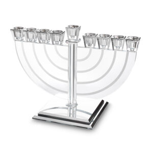 פריץ תת0609 חנוכייה קריסטל מהודרת 22x30 ס"מ - שקוף וכסף