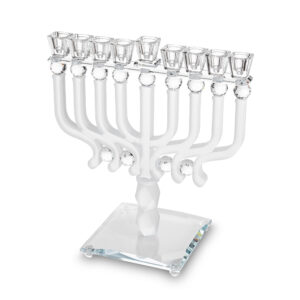 פריץ 409 חנוכיה קריסטל מהודרת 30x36 ס"מ - שקוף ומט