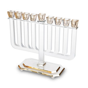 פריץ 409 חנוכייה קריסטל מהודרת 29x30 ס"מ - זהב