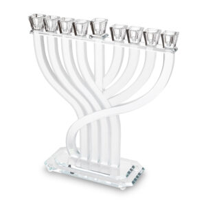 פריץ 409 חנוכיה קריסטל מהודרת 31x35 ס"מ - שקוף וזהב
