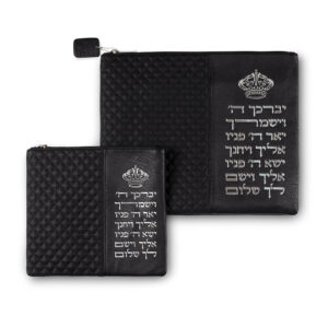 "סט טלית תפילין דמוי עור שחור אותיות בולטות "ויברכך